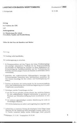 Anträge der CDU zur Frauenpolitik