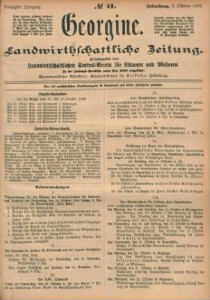 Siebzigster Jahrgang. No. 41. Insterburg, 9. Oktober 1902.