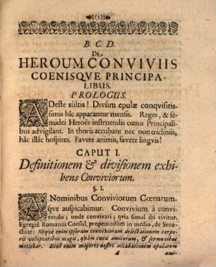 De heroum conviviis coenisque principalibus