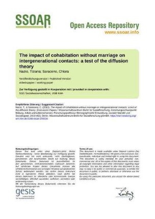 The impact of cohabitation without marriage on intergenerational contacts: a test of the diffusion theory