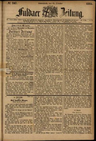 Ausgabe vom Samstag, den 25. Oktober 1884.