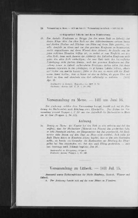 Versammlung zu Lübeck. - 1411 Jul. 15.
