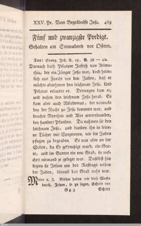 XXV. Predigt: Vom Begräbnisse Jesu.