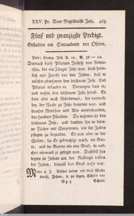 XXV. Predigt: Vom Begräbnisse Jesu.