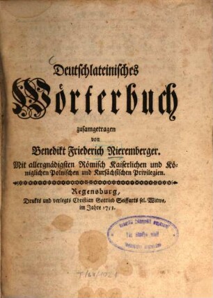 Deutschlateinisches Wörterbuch