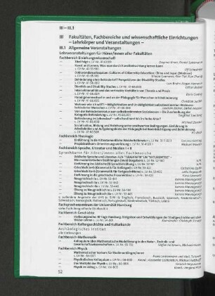 III.1 Allgemeine Veranstaltungen