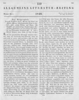 Reil, F.: Leopold Friedrich Franz, Herzog und Fürst von Anhalt-Deßau, ältestregierender Fürst in Anhalt, nach Seinem Wirken und Wesen. Mit Hinblick auf merkwürdige Erscheinungen Seiner Zeit geschildert. Dessau: Aue 1845