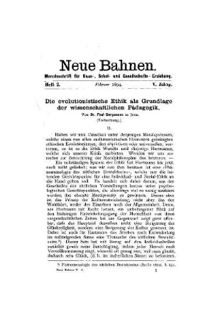 Die evolutionistische Ethik als Grundlage der wissenschaftlichen Pädagogik : (Fortsetzung)