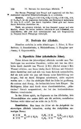 IV. Derivate der Alkohole