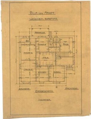 Billing, Hermann; Weinheim, Ehretstr. 9; Haus von Arndt - Grundriss EG