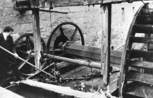 Riesa. Röhrbornmühle, Rad und Welle (Repro nach Hubertus Boden, Klipphausen)