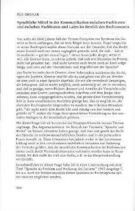 Sprachliche Mittel in der Kommunikation zwischen Fachleuten und zwischen Fachleuten und Laien im Bereich des Rechtswesens