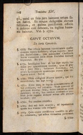 128-145, Caput Octavum. De horis Canonicis.