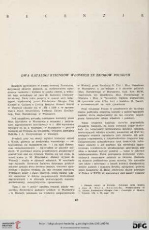 Dwa katalogi rysunków włoskich ze zbiorów polskich