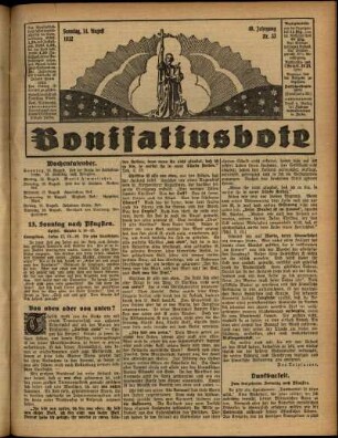 Erste Ausgabe vom Sonntag, den 14. August 1932.