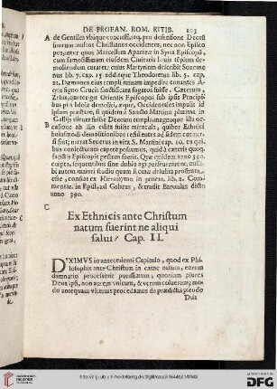 Ex Ethnicis ante Christum natum fuerint ne aliqui salui? Cap. II
