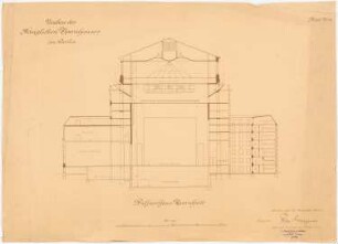 Königliche Oper, Berlin-Tiergarten: Bühnenhaus, Querschnitt, 1:200