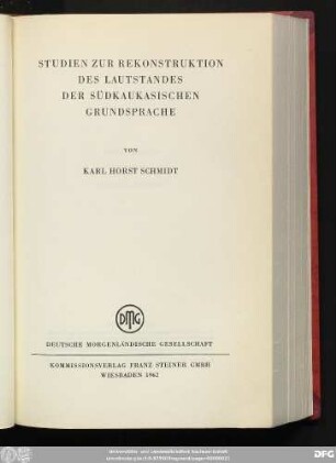 Studien zur Rekonstruktion des Lautstandes der südkaukasischen Grundsprache