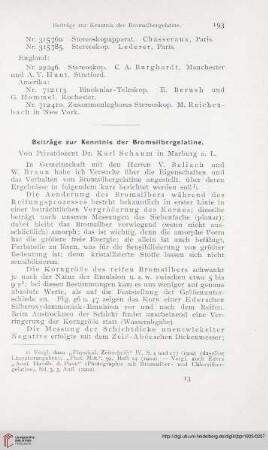 17: Beiträge zur Kenntnis der Bromsilbergelatine
