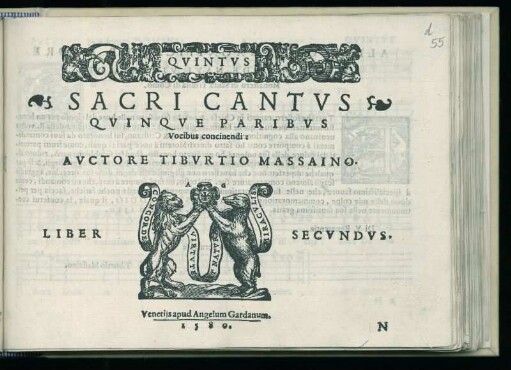 Tiburtio Massaino: Sacri cantus quinque paribus vocibus ... liber secundus. Quintus