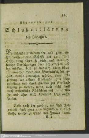 Abgenöthigte Schlußerklärung des Verfassers