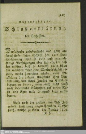 Abgenöthigte Schlußerklärung des Verfassers