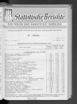 Verbraucherpreise in Hamburg im Dezember 1963 : Lfd. Nr. 5