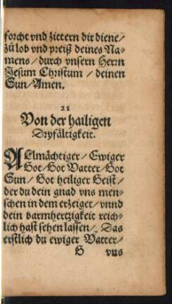 21 Von der hailigen Dryfältigkeit.