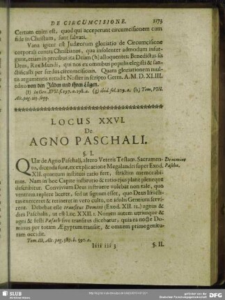 Locus XXVI. De Agno Paschali