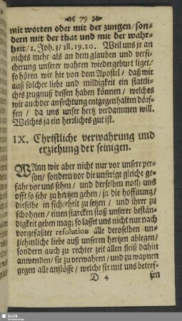 IX. Christliche verwahrung und erziehung der seinigen