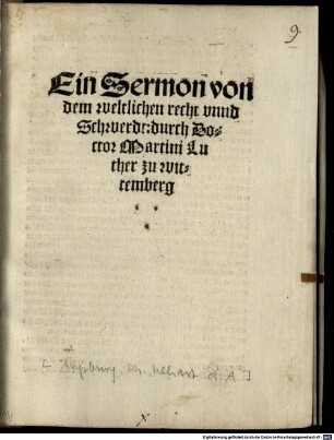 Von weltlicher vberkeit wie weyt man yhr gehorsam schuldig sey