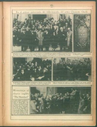 En el primer aniversario del fallecimiento del señor Clemente Onelli