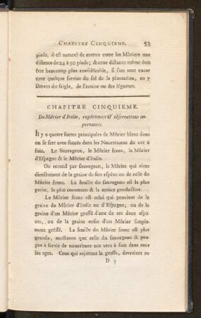 Chapitre Cinquieme. Du Mûrier d'Italie, expériences & observations importantes
