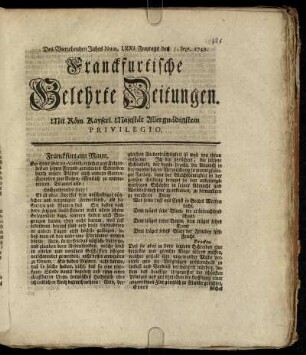 Num LXXI. Freytags den 5. Sept. 1749 - Num. LXXX. Dienstags den 7. Octobr. 1749