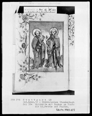 Deutsches Gebetbuch (Waldburg-Gebetbuch) — Die Heiligen Petrus und Paulus, Folio 32verso