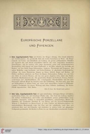 Europäische Porzellane und Fayencen (Nr. 56 - 117)