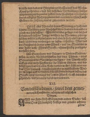 XXI. Von verschiedenen, sowol dem gemeinen, als Haußwesen, nötigen und nützlichen Dingen