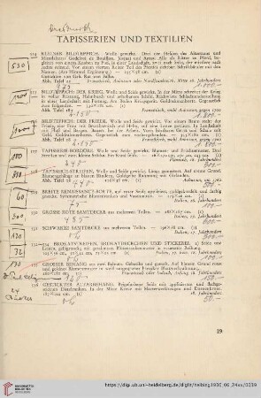 Tapisserien und Textilien (Nr. 524-536)