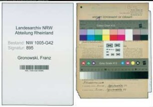 Entnazifizierung Franz Gronowski , geb. 12.04.1911 (Angestellter)