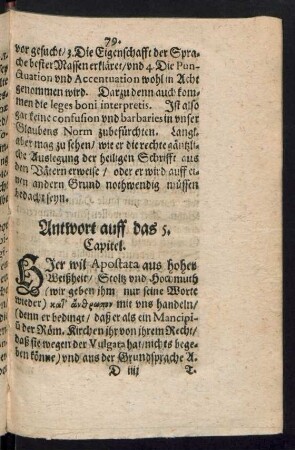 Antwort auff das 5. Capitel.