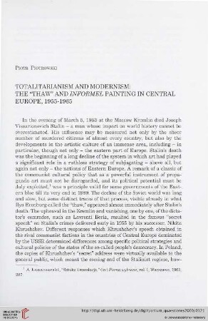 10: Totalitarianism and Modernism : the "thaw" and informel painting in central Europe, 1955 - 1965