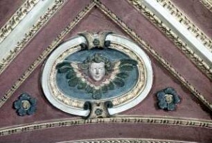 Die sieben Kardinaltugenden, Wappenschilde und Ornamente