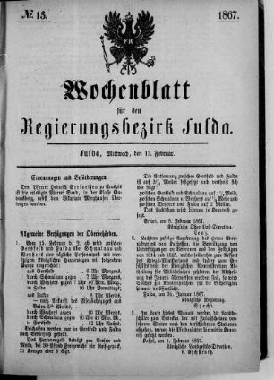 Nr. 13, Ausgabe vom 13. Februar 1867