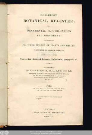 N.S. 19 = 32.1846: Edwards's botanical register, or ornamental flower garden and shrubbery