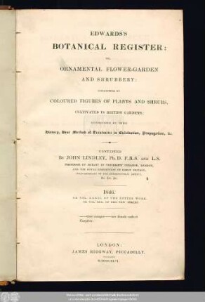 N.S. 19 = 32.1846: Edwards's botanical register, or ornamental flower garden and shrubbery