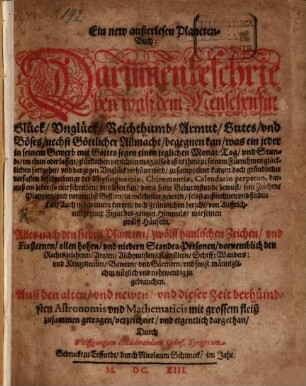 Ein new auserlesen Planetenbuch