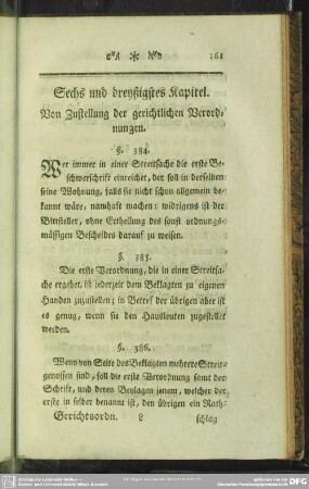 Sechs und dreyßigstes Kapitel. Von Zustellung der gerichtlichen Verordnungen