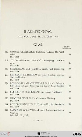II. Auktionstag: Mittwoch, den 18. Oktober 1933 (Nr. 250-559)