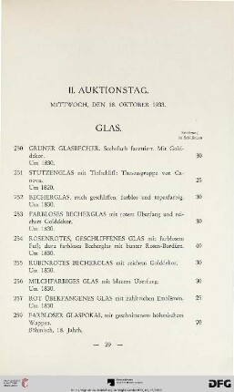 II. Auktionstag: Mittwoch, den 18. Oktober 1933 (Nr. 250-559)