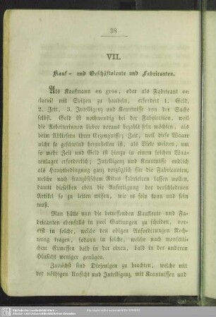 VII. Kauf- und Geschäftsleute und Fabricanten